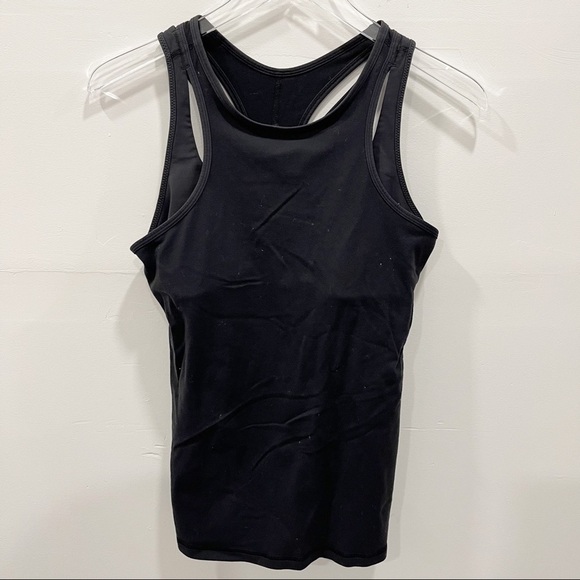 Lululemon Layered Built-In Bra Racerback Tank Top Black 8 - Picture 1 of 6